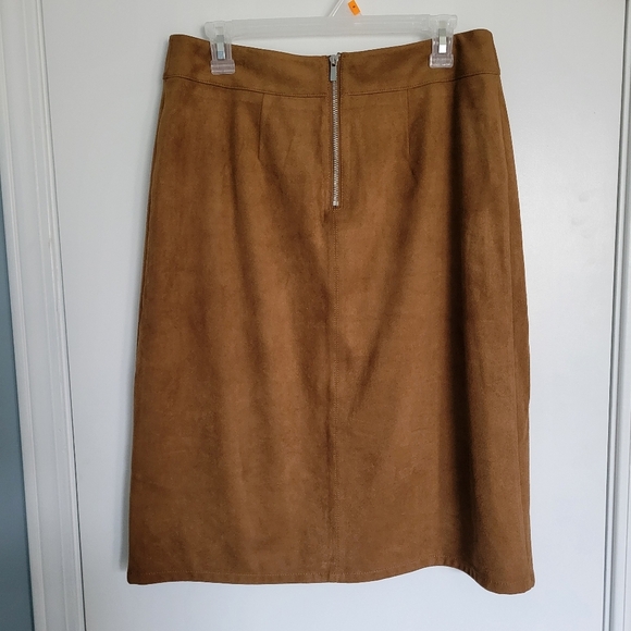 NWT Chicos Womens Midi Skirt Suede Size 0.5 (6) Gingersnap - Picture 5 of 6